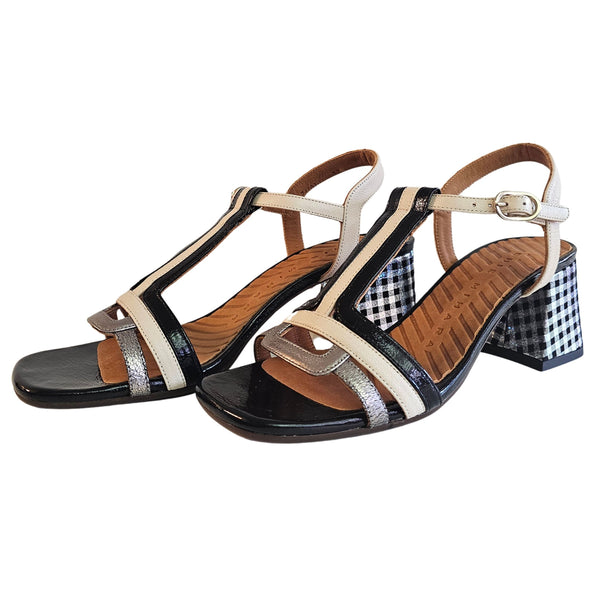 Chie Mihara, Sandalette, LILUCE in Schwarz, Beige, Silber