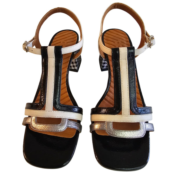 Chie Mihara, Sandalette, LILUCE in Schwarz, Beige, Silber