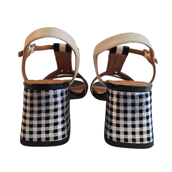 Chie Mihara, Sandalette, LILUCE in Schwarz, Beige, Silber