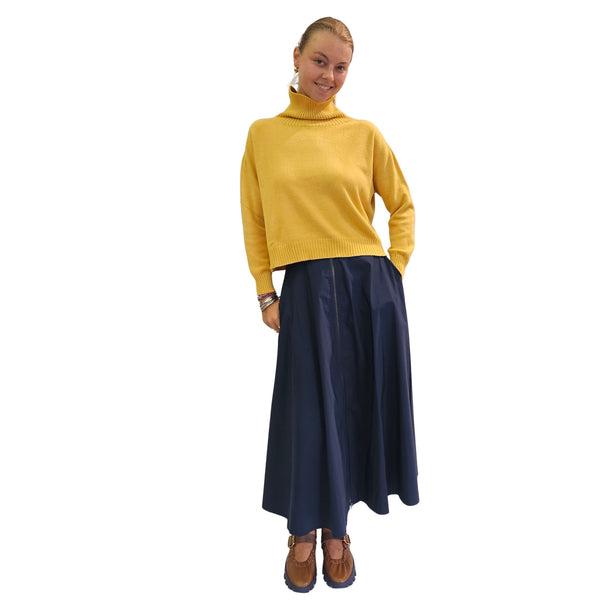 Vicario Cinque, MENTA, Rollkragen Pullover in Kastenform in Gelb