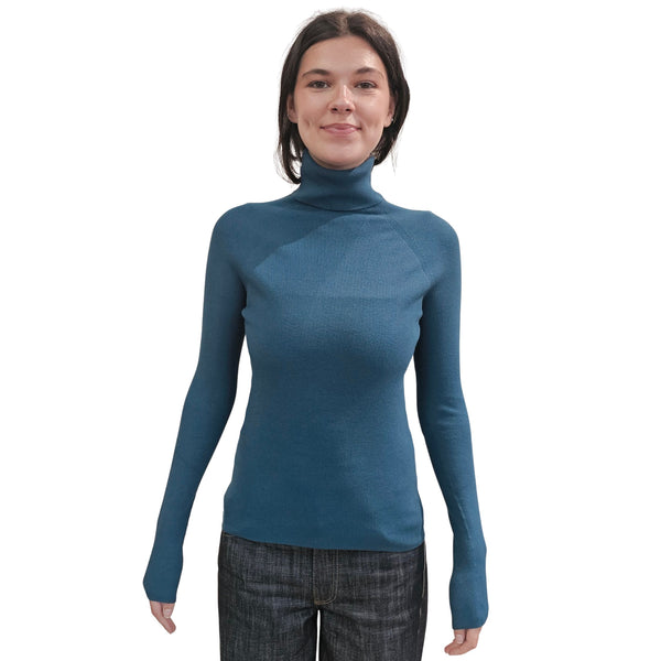 Vicario Cinque, MARBELLA, Rollkragenpullover in Türkis