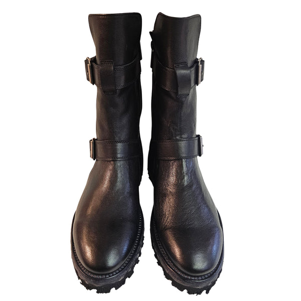 CALCE, schwarze Stiefelette im Bikerstile