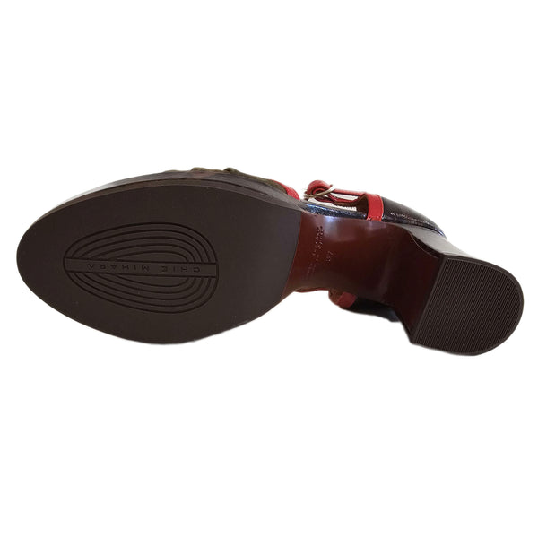 Chie Mihara, Demoi, Riemchenschuh in Leo-Rot-Olive