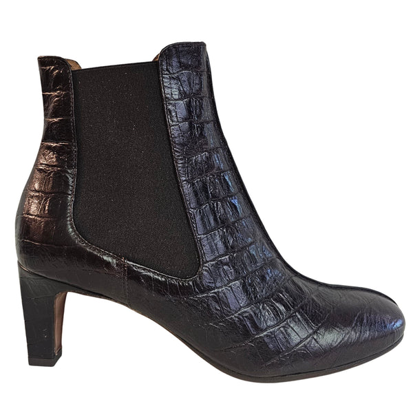 Chie Mihara, FRONDA, Stiefelette mit Krokoprägung in dunkelbraun