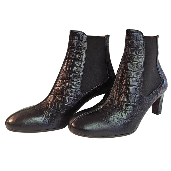 Chie Mihara, FRONDA, Stiefelette mit Krokoprägung in dunkelbraun