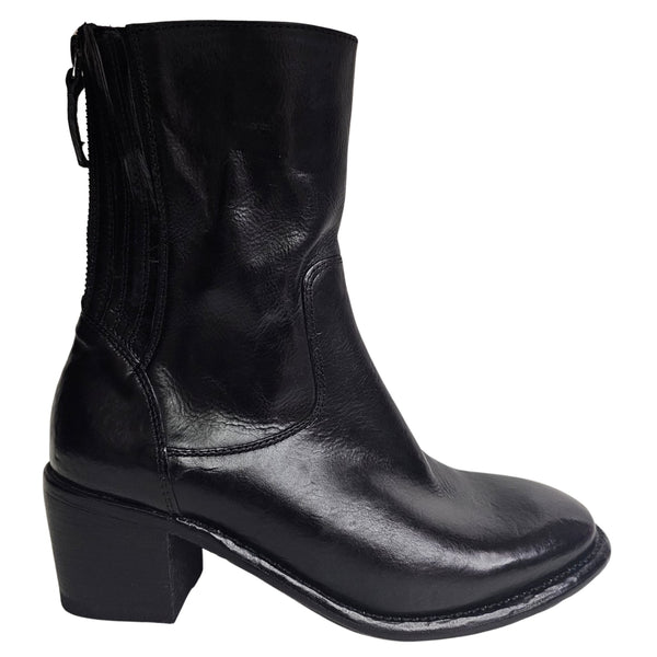 Cordwainer, schwarze Glattleder Stiefelette mit Absatz