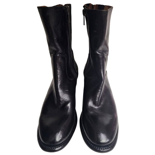 Cordwainer, schwarze Glattleder Stiefelette mit Absatz