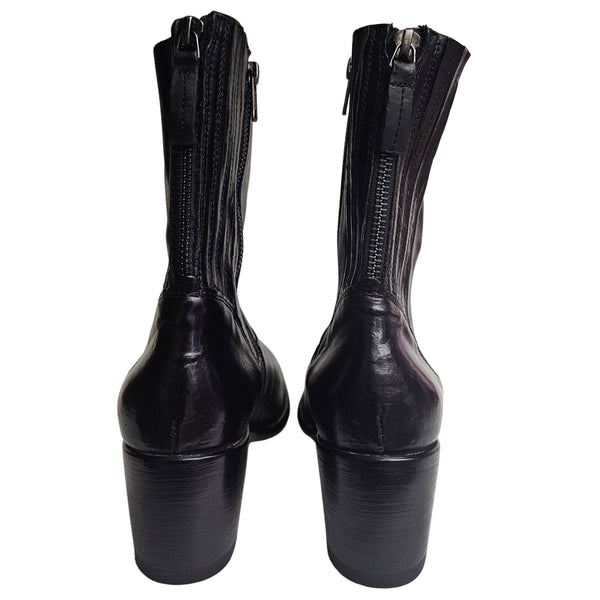Cordwainer, schwarze Glattleder Stiefelette mit Absatz