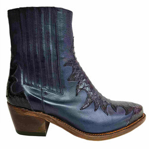 Cordwainer, Cowboystiefelette mit Schlangenlederapplikation in Blau