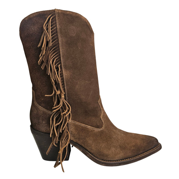 Ducanero, Braune Cowboystiefelette mit Fransen