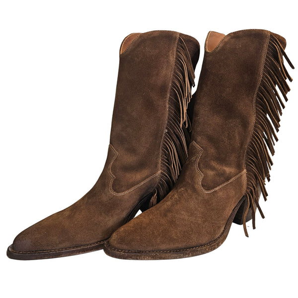 Ducanero, Braune Cowboystiefelette mit Fransen