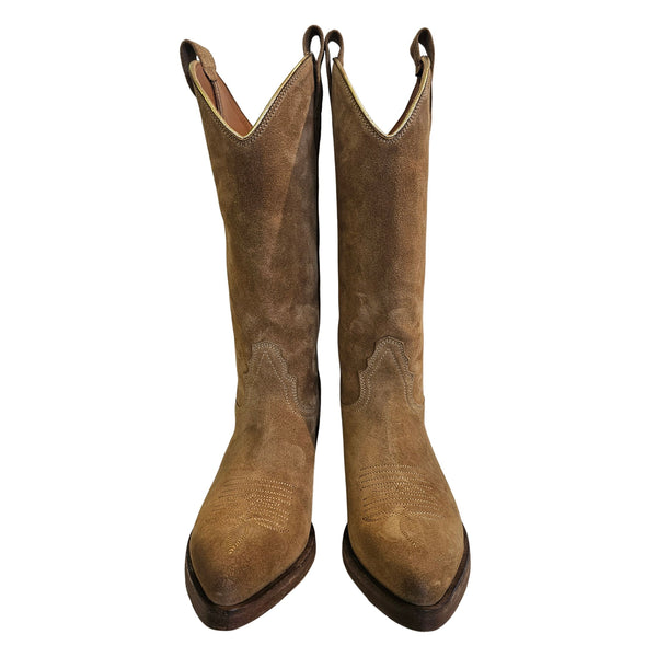 Ducanero, Hellbraune Cowboystiefel mit goldener Paspelierung