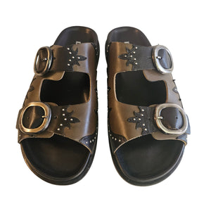 Ducanero, Pantolette in Schwarz-Oliv