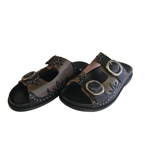 Ducanero, Pantolette in Schwarz-Oliv