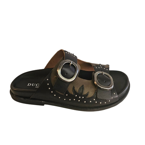 Ducanero, Pantolette in Schwarz-Oliv