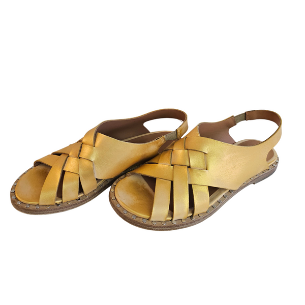 Ducanero, flache Sandale im Gold-Vintage Look