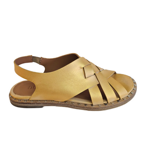 Ducanero, flache Sandale im Gold-Vintage Look