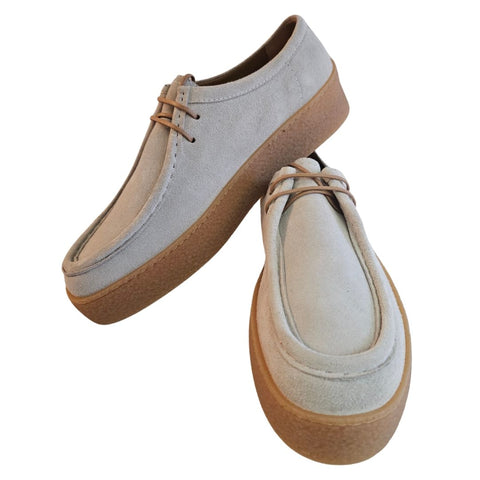 Ducanero, Wildleder-Schnürschuh in Creme