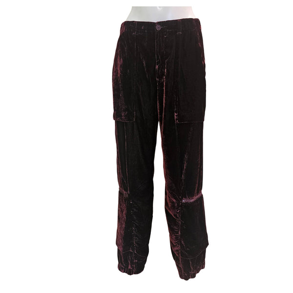 European Culture, Cargohose aus Pannesamt, Schwarz