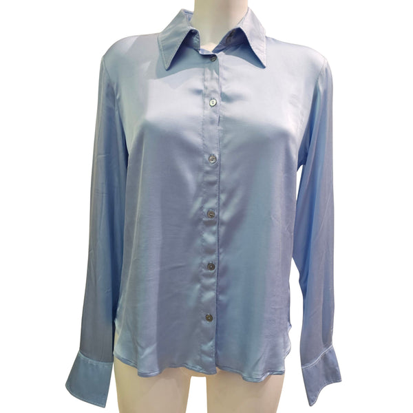 European Culture, Satinbluse in Hellblau