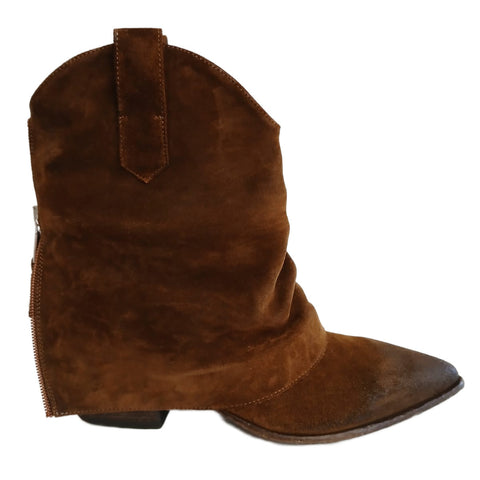 Elena Iachi, ausgefallene Stiefelette in Cognacbraun