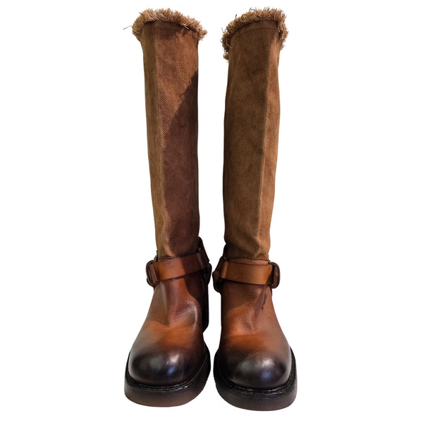 Elena Iachi, Biker Langschaftstiefel in Cognac