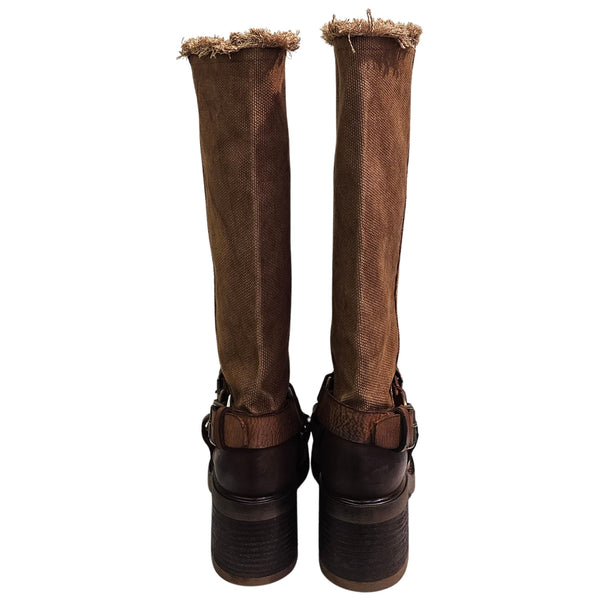 Elena Iachi, Biker Langschaftstiefel in Cognac