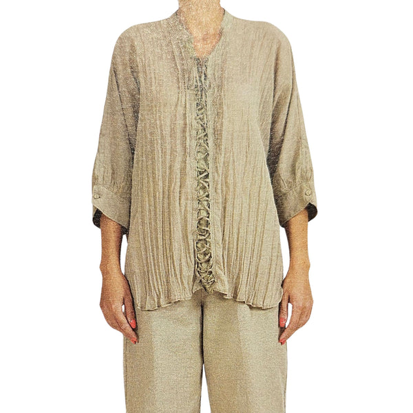 European Culture, leichte Sommerbluse in Kaki