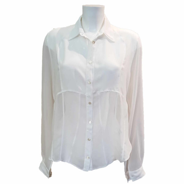 European Culture, raffinierte Ttransparente Bluse in Weiß