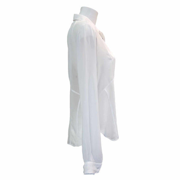 European Culture, raffinierte Ttransparente Bluse in Weiß