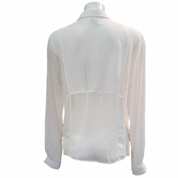 European Culture, raffinierte Ttransparente Bluse in Weiß