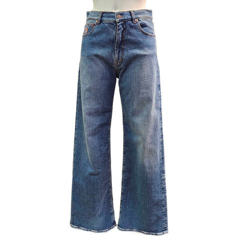 European Culture, Wide, Jeanshose mit ausgestelltem Bein
