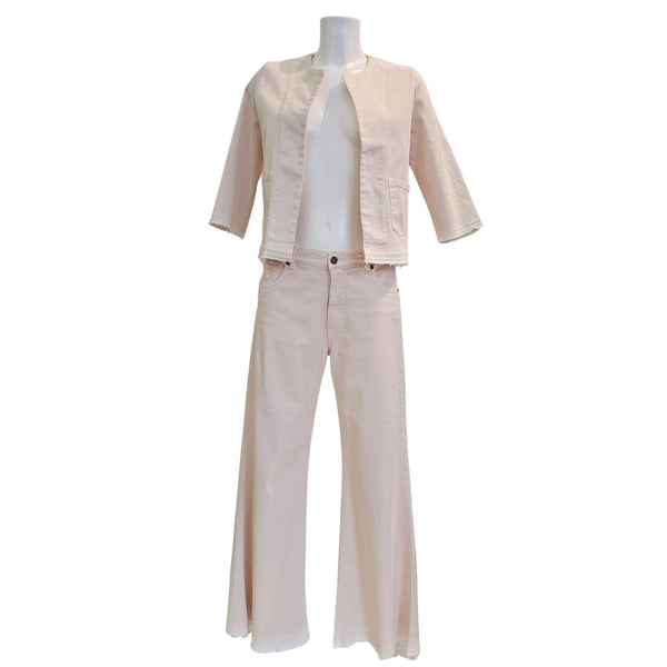 European Culture, Jeansjacke in Ecru/Zart Rosé