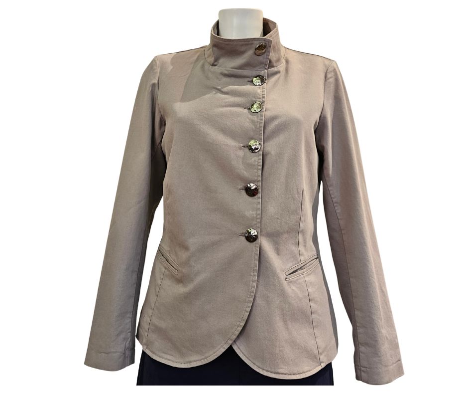 European Culture, Blazer/Jacke mit Stehkragen in Greige