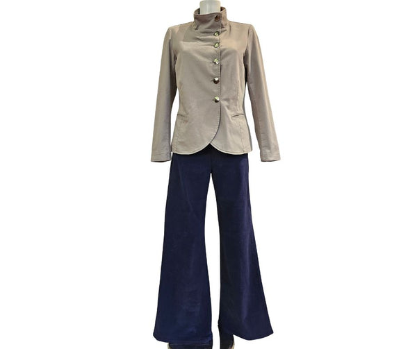 European Culture, Blazer/Jacke mit Stehkragen in Greige