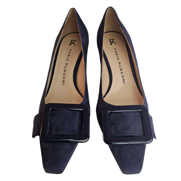 Fabio Rusconi, dunkelblau Wildleder-Pumps mit Schnalle