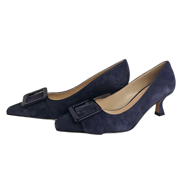 Fabio Rusconi, dunkelblau Wildleder-Pumps mit Schnalle