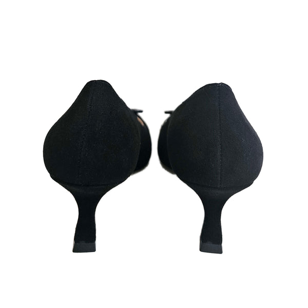 Fabio Rusconi, schwarzer Wildleder-Pumps mit Schnalle