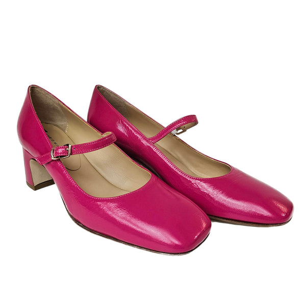 Fabio Rusconi, Knautschlack-Riemchenschuh in Fuchsia