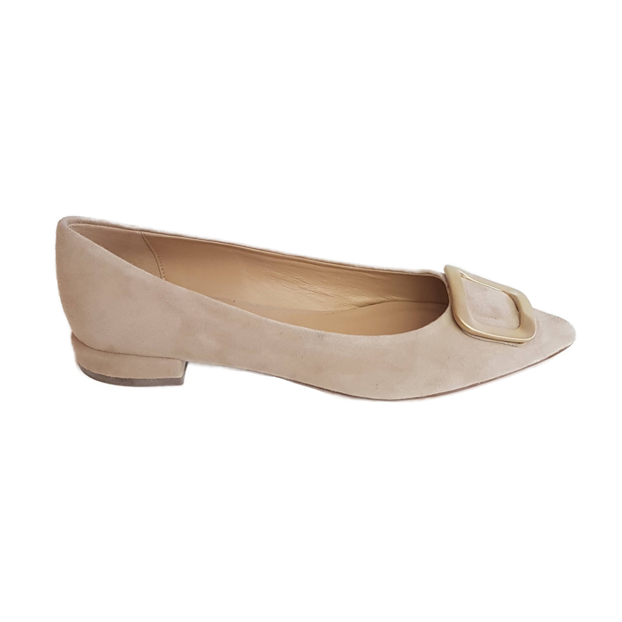 Fabio Rusconi sandfarbener Veloursleder Ballerina mit