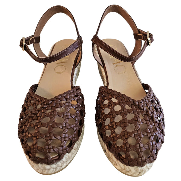 GAIMO, CUPITRÈ,Sandale aus Flechtleder in Maron