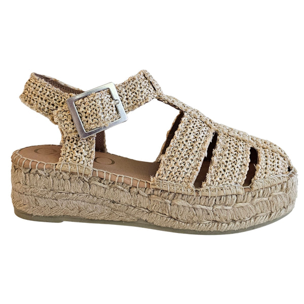 GAIMO, CHER, Sandale in Raffia Beige
