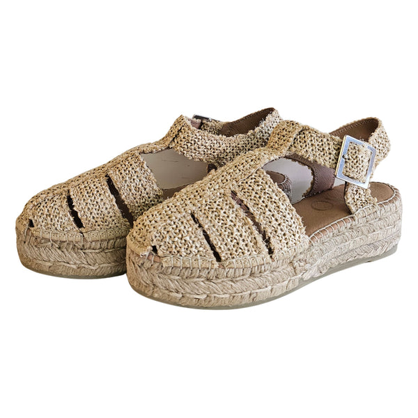 GAIMO, CHER, Sandale in Raffia Beige
