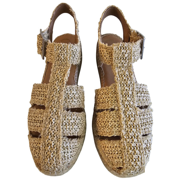 GAIMO, CHER, Sandale in Raffia Beige