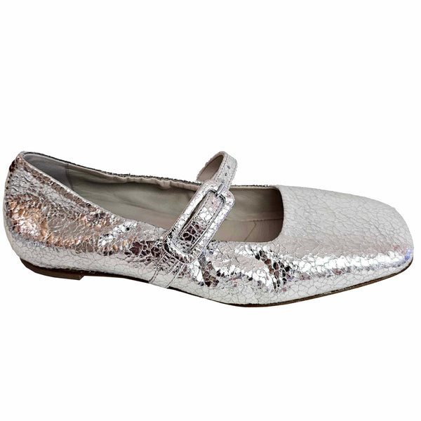 Halmanera, silberner Riemchenballerina