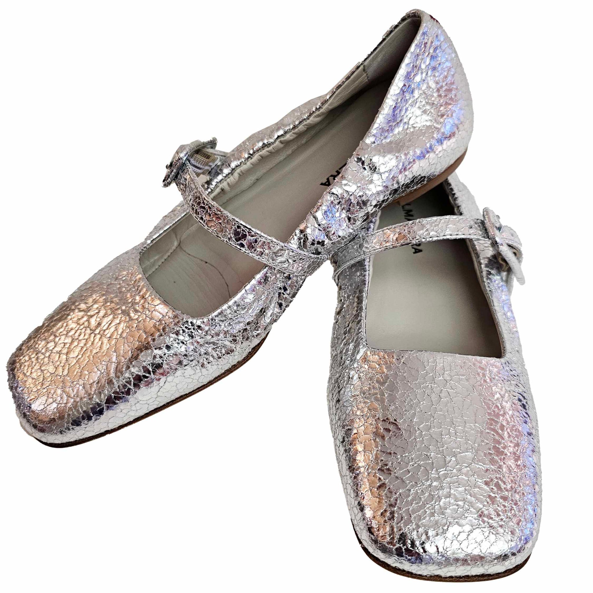 Halmanera, silberner Riemchenballerina