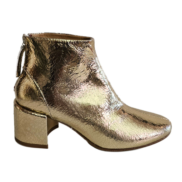 Halmanera, Crashleder-Stiefelette in Gold