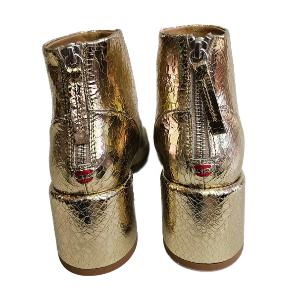 Halmanera, Crashleder-Stiefelette in Gold