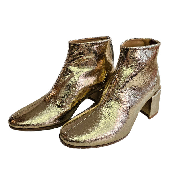 Halmanera, Crashleder-Stiefelette in Gold