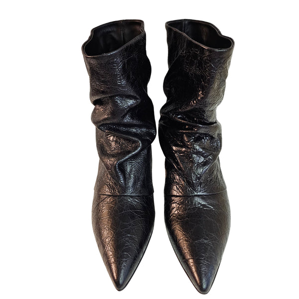 Halmanera, Stiefelette aus gecrashtem Leder, schwarz